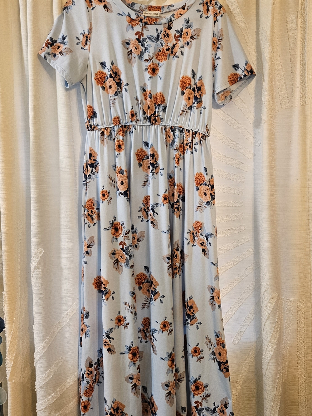 Flamingo Urban Light Blue Dress with Peach Floral Print